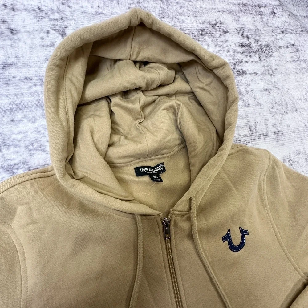 New - No Tags True Religion‎ Brand Jeans Full Zip Khaki Hoodie Men's Medium